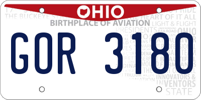 OH license plate GOR3180