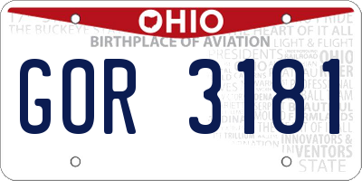 OH license plate GOR3181
