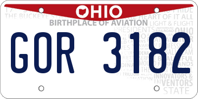 OH license plate GOR3182