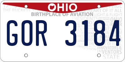 OH license plate GOR3184