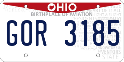 OH license plate GOR3185