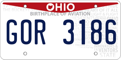 OH license plate GOR3186