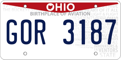 OH license plate GOR3187