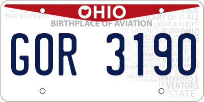 OH license plate GOR3190