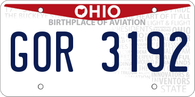 OH license plate GOR3192