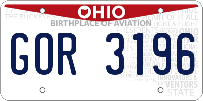 OH license plate GOR3196