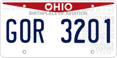 OH license plate GOR3201