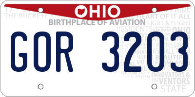 OH license plate GOR3203