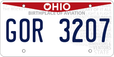 OH license plate GOR3207