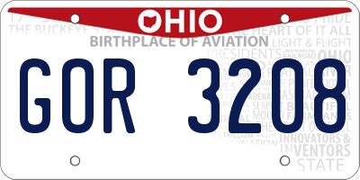 OH license plate GOR3208