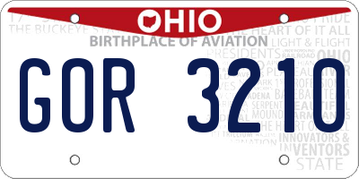 OH license plate GOR3210