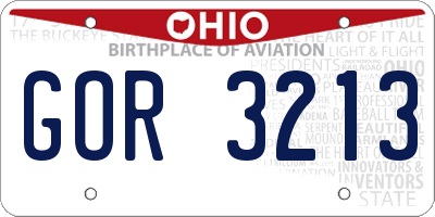 OH license plate GOR3213