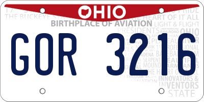 OH license plate GOR3216