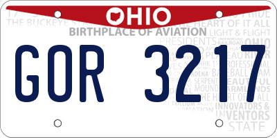 OH license plate GOR3217