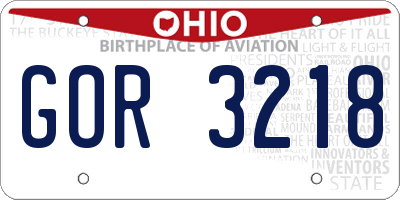 OH license plate GOR3218