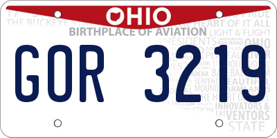 OH license plate GOR3219