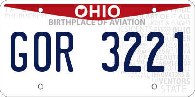 OH license plate GOR3221