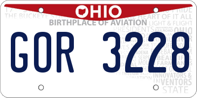 OH license plate GOR3228