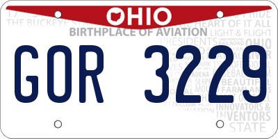 OH license plate GOR3229