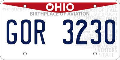 OH license plate GOR3230