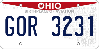OH license plate GOR3231