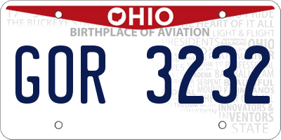 OH license plate GOR3232