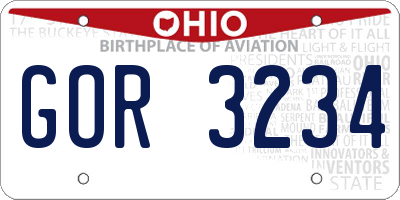OH license plate GOR3234
