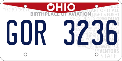 OH license plate GOR3236
