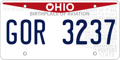 OH license plate GOR3237