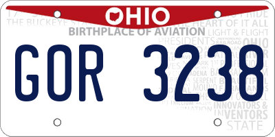 OH license plate GOR3238