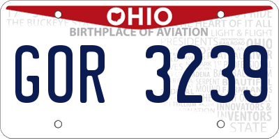 OH license plate GOR3239