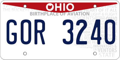 OH license plate GOR3240