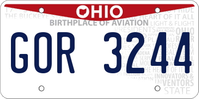 OH license plate GOR3244