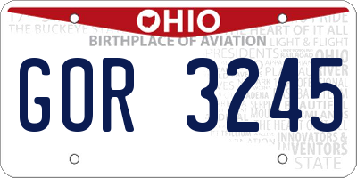 OH license plate GOR3245