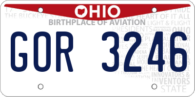 OH license plate GOR3246