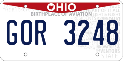 OH license plate GOR3248
