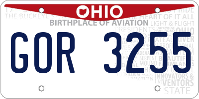 OH license plate GOR3255