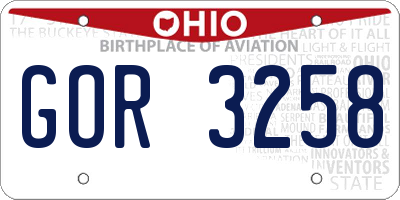 OH license plate GOR3258