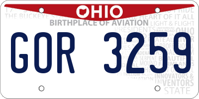 OH license plate GOR3259