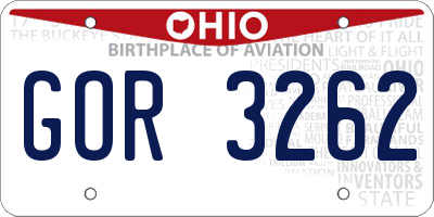 OH license plate GOR3262