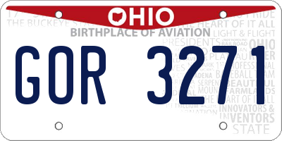 OH license plate GOR3271