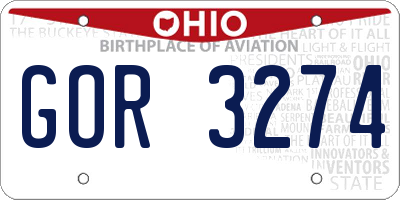 OH license plate GOR3274