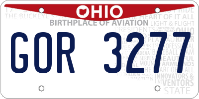 OH license plate GOR3277