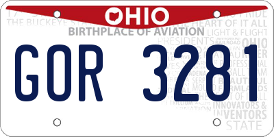 OH license plate GOR3281