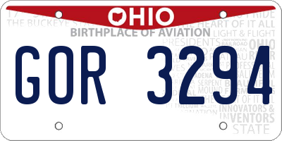 OH license plate GOR3294