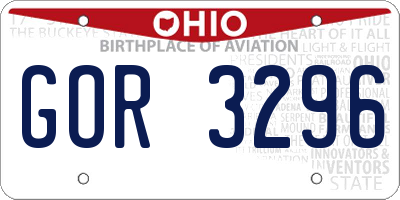 OH license plate GOR3296