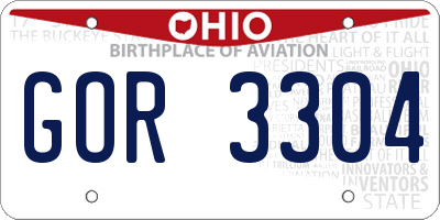 OH license plate GOR3304