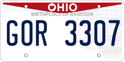 OH license plate GOR3307