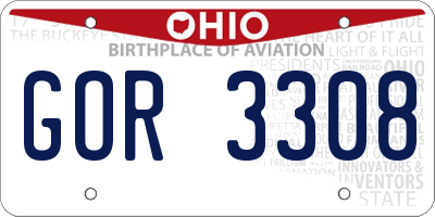 OH license plate GOR3308