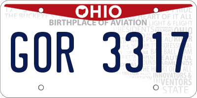 OH license plate GOR3317